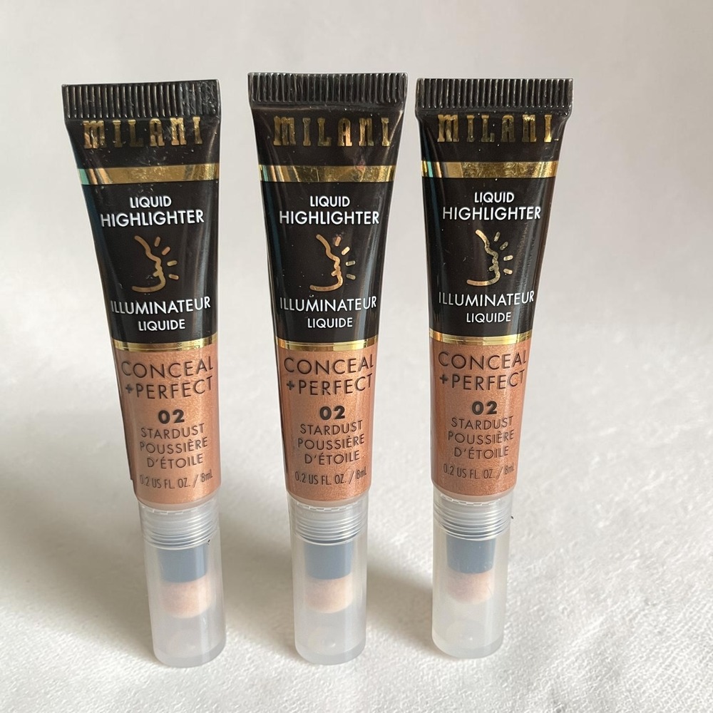 Milani Conceal + Perfect Liquid Highlighter 0.2oz 02 Stardust Buildable Glow 3Pk